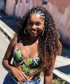 Braided In The Front Curly In The Back, Half Braids Half Crochet Hairstyles, Half Cornrows Half Curly Weave, Simple Fulani Braids, Week Hairstyles, Crochet Hair Styles Freetress, Soft Dreads, Dread Styles