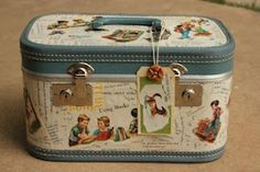 Decoupage Suitcase, Painted Suitcase, Deco Podge, Stenciled Furniture, Old Luggage, Diy Suitcase