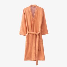 Crafted from exquisite cotton gauze in a sophisticated solid color, our bathrobe exudes luxury, retro charm, and a soft, breathable feel. The loose fit and wrap-around design infuses a stylish touch to this elegant piece, blending luxury and sophistication seamlessly.Product ID: OK6807Bathrobe Care: Machine and hand washable under 40°C. Tumble dry low. Do not bleach.Materials: Pure CottonSize:Due to different measurement methods and tools, 1-3cm error is normal.Estimated Weight: 400gPackage Incl Summer Daywear Robe, Long Cotton Loungewear Robe, Cotton Wrap Robe For Daywear, Coral Orange, Yarn Dyeing, Tumble Dryer, Double Layer, Blending, Bleach