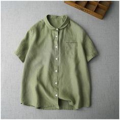 Brand Name:linenlooksThickness:Midweight,Fabric Type:Broadcloth,Origin:CN(Origin),ClothingLength:Regular,Material:Linen,Material:Cotton,Decoration:Button,Season:Summer,Clothing Patterns:Straight,Material Composition:Synthetic fiber,Pattern Type:Solid,Place Of Origin:China (Mainland),Shirts Type:Casual Shirts,Sleeve Length(cm):Short,Fabric content:51% (inclusive) - 70% (inclusive),Gender:WOMENM/ Bust 98cm Shoulder 39cm Sleeve 22cm Length 62cmL/ Bust 102cm Shoulder 39cm Sleeve 23cm Length 63cmXL/ Bust 106cm Shoulder 40cm Sleeve 24cm Length 64cmXXL/ Bust 110cm Shoulder 41cm Sleeve 25cm Length 65cm Note:1. The size may have 2-3cm differs due to manual measurement, please compare the detail sizes with yours (1cm=0.393 inch).2. Due to the difference between computer monitors, lights, etc, the co Short Sleeve Shirt Women, Ladies Short, Short Sleeve Cardigan, Blouse Online, Loose Tops, Blouse Styles, Shirt Pattern, Short Sleeve Blouse, Linen Shirt