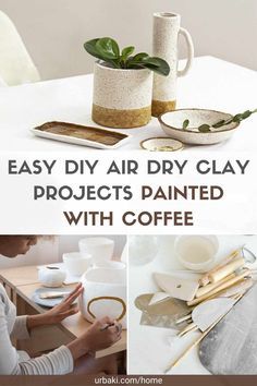 the easy diy air dry clay projects are great for coffee and tea cups, too