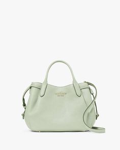 Dumpling Small Satchel | Kate Spade Outlet Classic Leather Satchel For Spring, Spring Leather Satchel With Zipper Closure, Kate Spade Outlet, Logo Line, Leave Behind, Dumplings, Pebbled Leather, To Leave, Dream Closet