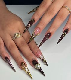 Nails Grunge, Wow Nails, Goth Nails, Long Acrylic Nails Coffin, Inspo Pics, Bling Acrylic Nails, Fire Nails