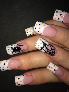 French Acrylic Nail Designs, Moms Nails, Feather Nail, Cruise Nails, Fancy Nail Art, Halloween Acrylic, Halloween Nails Easy, Autumn Nail