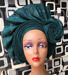 Autogele is head gear that is already made for easy wearing. It is African Headwrap. This Emerald Green Aso Oke is  completely handmade. It has an adjustable elastic/velcro fastened inside the autogele and tied at the back to secure it. it's a free size anyone can wear it. It is available in different colours. If you do not see your desired colour in the variation kindly request a custom order.  Aso Oke fabric gele headband is suitable for that elegant look for your special occasion and parties This Autogele Headwrap can be embellished at an extra cost. Check variations to pick the suitable option. No stress, No Pins, No Tricks, No Headache. It is travel and storage friendly It makes a very unique and presentable gift.  We can make this in large quantities for wedding quests We also make c Fitted Green Headband Headwrap, Fitted Green Headwrap Headband, Green Fitted Headband Wrap, Adjustable Green Turban With Matching Headband, Green Aso Oke, African Headwrap, African Turban, African Head Wraps, Aso Oke