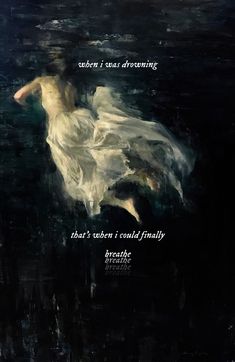 a woman floating in the water with a quote above her