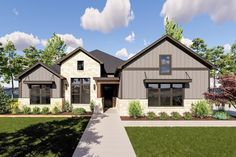 this is an artist's rendering of the front elevation of a new home for sale