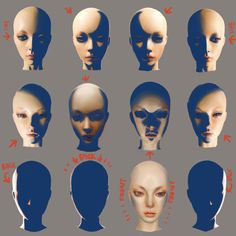 an image of different types of mannequin heads