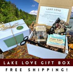 Gift a slice of lakeshore with our premium LAKE LOVE gift box! Here's what's included: - HAND-POURED LAKE LIFE GEL CANDLE - CANDLE WICK TRIMMER - HANDMADE LAKE STONE SOAP DISH - HANDMADE LAKE LOVE SWIRL GOAT MILK SOAP BAR - FINELY PACKAGED AND READY TO GIVE GIFT BOX COMPLETE WITH OUR SIGNATURE WAX SEAL - GIFT CARD WITH YOUR PERSONALIZED MESSAGE TO THE RECIPIENT Attention unique gift givers, this is not your average gift box with cookie cutter T-shirts and coffee mugs. Instead, we as a husband an Lakeside Morning Candle, Lake Love, Gel Candle, Candle Wick Trimmer, Wick Trimmer, Candle Wick, Gel Candles, Candle Candle, Seal Gifts