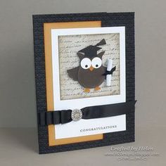 a card with an owl in a graduation cap