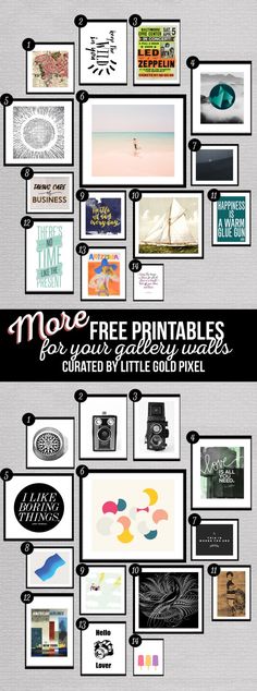 a bunch of pictures that are on top of each other with the words more free printables