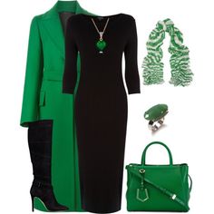 Black And Green Outfit, Green Outfit Ideas, Black Outfit Ideas, فستان سهرة, Green Outfit, Moda Vintage, Complete Outfits