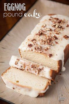 a loaf of pound cake sitting on top of a plate