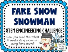 Did you know you can do a great STEM challenge with just some copy paper, tape, and a pair of scissors?Can you build the tallest free-standing snowman using fake snow?Materials Needed: (per pair or group)- 1 box of baking soda- 1 container of white hair conditioner- measuring cups, spoon- large plastic bag, bowl, or foil tray- tape measure- markers (to draw on eyes, mouth, buttons)STEM Challenges are a way to get your kids thinking and building at the same time! These challenges use minimal mate Snowman Bowling, Snowman Challenge, Cup Snowman, Snowman Cup, Winter Stem, Engineering Challenges, Steam Challenges, Stem Engineering, Stem Lab