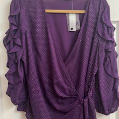 Super Cute Purple Cross Body Blouse. Thin Material. Great For Going Out/Dinner. Never Worn. Still Has Original Tags. Body Blouse, Purple Cross, Sheer White Blouse, Pink Floral Blouse, Black Sheer Blouse, Sequin Blouse, Paisley Shirt, Half Sleeve Blouse, Paisley Top