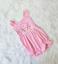 This listing is for a pink ruffle sunsuit with a duck design and initial embroidered. This is such a sweet outfit! Pink Fitted Bubble Romper For Spring, Fitted Pink Bubble Romper For Spring, Spring Fitted Pink Bubble Romper, Cute Embroidered Bubble Romper For Spring, Playful Pink Cotton Bubble Romper, Pink Cotton Bubble Romper For Spring, Spring Pink Cotton Bubble Romper, Fitted Cotton Bubble Romper In Sweet Style, Sweet Pink Cotton Bubble Romper