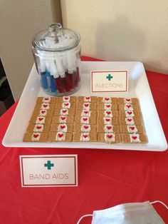 Jello "Injections" and Graham Cracker "Bandaids" at my Nursing Graduation Party! Med School Graduation, Medical School Graduation, Nursing Pins