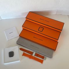 Hermes Apple Watch 40mm Orange Leather And Sport Bands Box And Charging Cable Included Recently Service At Apple Hermes Apple Watch, Apple Watch Series 6, Hermes Watch, Hermes Accessories, Orange Leather, Apple Watch Series, Charging Cable, Accessories Watches, Apple Watch