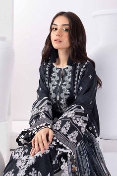 Gulahmed SSM-32034 Blanche Noire Black And White Collection Original brand suit fabric and photography lite diffrance in actual print. Ladies Clothing, Shalwar Kameez, Suit Fabric, Pakistani Outfits, Clothing Brand, Online Shopping, Fashion Inspo, Black And White, The Originals