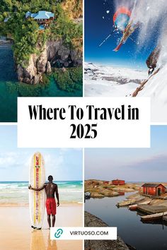 there is a collage of pictures with the words where to travel in 2055