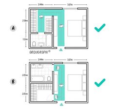 the floor plan for an apartment with two separate rooms