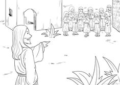 a cartoon drawing of a woman in front of a group of people