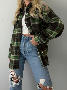 Not eligible for return Details: Fleece plaid shacket Oversized Size + Fit: Model is 5'4 Wearing size S/M Bill Denbrough, Fleece Plaid, Plaid Outfits, Fire Fits, Clothing Inspiration, Outfit Inspo Fall, Fall Outfit