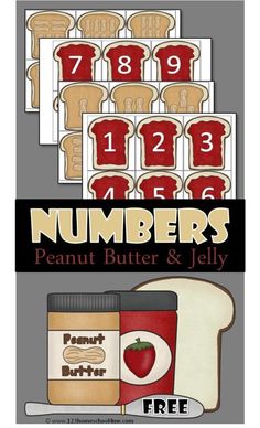 peanut butter and jelly numbers game with free printables