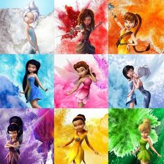 the many tinkerbells are all different colors