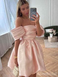 Elegant Off-Shoulder Strapless A-line Short Mini Homecoming Dress, HD32684 1. Material:soft satin,pognee.2. Color: it can be in custom color, please contact us and tell us dress number, then we will send you more colors to choose.3, Size: can do both standard size and custom size. If you need do custom sized dresses, please send us following measurements or leave a note when place an order.bust______ cm/inchwaist______cm/inchhip:_______cm/inchdress length:_______cm/inchshoulder to shoulder :____ Interesting Dresses Unique, Off The Shoulder Homecoming Dress, Dresses Puff Sleeve, Prom Dress Elegant, Prom Dresses Off The Shoulder, Elegant Evening Dress, Ruffle Prom Dress, Dress Ruffles, Prom Dresses Elegant