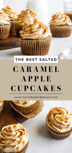 Consisting of moist, spiced apple cupcakes and a flavorful salted caramel buttercream, these salted caramel apple cupcakes are the perfect sweet treat | nourishedendeavors.com #easyrecipes #bakingrecipes #easybaking Fall Cupcakes Recipes, Caramel Apple Kits, Caramel Apple Desserts, Caramel Apple Cupcakes, Apple Pie Cupcakes, Pumpkin Swirl Cheesecake, Salted Caramel Buttercream, Salted Caramel Cupcakes, Apple Cupcakes