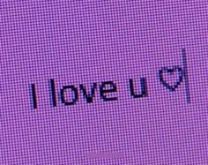 the word i love u written in black ink on a purple background