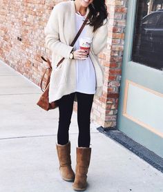 Outfits With Ugg Boots, Outfits With Ugg, Ways To Style Leggings, The Sister Studio, Sister Studio, Ugg Boots Outfit, Coated Leggings, Winter Boots Outfits, Cute Outfits With Leggings