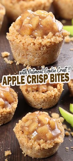 Apple Crisp Bites - Cakescottage #HeartwarmingHolidayCookies Recipes For Appetizers Party Snacks, Fruity Dessert Recipes, Apple Crisp Bites, Oatmeal Cookie Crust, Mini Torte, Apple Dessert, Snow Ball, Apple Dessert Recipes, Oatmeal Cookie