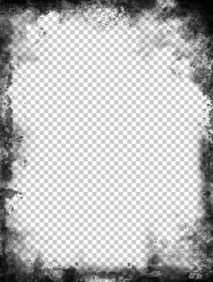 black and white grungy paper frame with space for text or image on transparent background