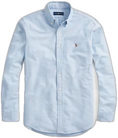 Light Blue Slim Fit Cotton Top, Blue Slim Fit Cotton Tops, Classic Light Blue Cotton Shirt, Oxford Shirt, Range Of Motion, Ralph Lauren Shirt, Polo Ralph Lauren Mens, Ralph Lauren Men, Casual Button Down Shirts