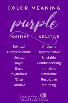 a purple poster with the words, color meaning and examples