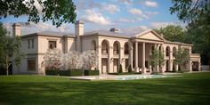 an artist's rendering of a large mansion