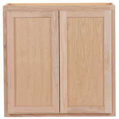 a wooden cabinet with two doors and no drawers