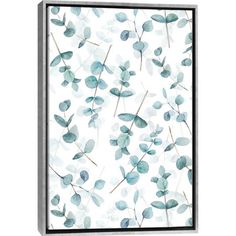 watercolor eucalyptus leaves on white background framed art print by artist and photographer laura radwell