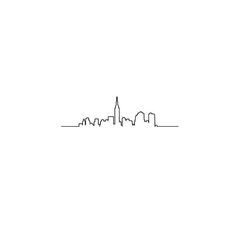 a line drawing of a city skyline