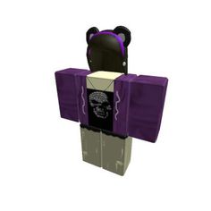 an animal made out of some kind of purple and white material with black ears on it's head