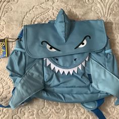 Blue Shark Backpack From Bixbee Cute Blue Backpack For Back To School, Cute Blue Standard Backpack, Casual Blue Bags, Cute Blue Backpack For Playtime, Playful Blue Backpack For Playtime, Blue Backpack For Playtime And Back To School, Playful Blue Travel Backpack, Cute Blue Backpack, Shark Backpack