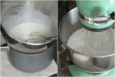 two pictures side by side one has a mixer and the other has a whisk in it