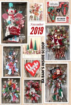 a collage of christmas wreaths and decorations for the year 2009, including santa's helper