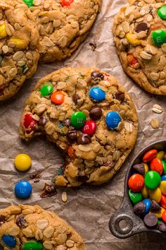 cookies with m & m's and candy on top