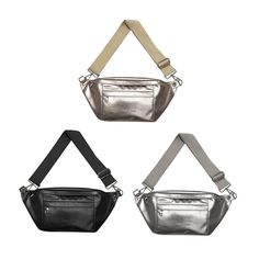 Stay chic and organized with our Marley Metallic Oversized Bum Bag. Available in 3 trendy colors, this oversized bum bag features exterior and interior pockets for all your necessities. Perfect for a stylish on-the-go look, without sacrificing functionality. The Marley Metallic Oversized Bum Bag is another addition to our 3 Sisters Collection! This collection is inspired by the unbreakable bond shared between the owner/founder of Pretty Simple and her 2 sisters. These bags are marked with three Trendy Travel Belt Bag Shaped Like A Tote, Versatile Large Capacity Pouch Belt Bag, Trendy Bags With Functional Pockets For On-the-go, Everyday Large Capacity Tote Belt Bag, Trendy Travel Belt Bag Tote, Modern Satchel Belt Bag With Large Capacity, Trendy Travel Tote Belt Bag, Trendy Chest Bag With Pockets For On-the-go, Large Capacity Tote Belt Bag For Travel