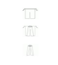 three different types of shorts and pants with the measurements for each item in front of them