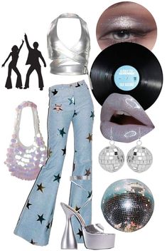 Disco Ideas Outfit, Disco Jeans Outfit, Disco Outfit Halloween, Diy Disco Outfit Ideas, Disco Theme Birthday Party Outfit, 70s Disco Glam Outfit, Funk Outfit For Women, 70s Outfits 1970s Disco