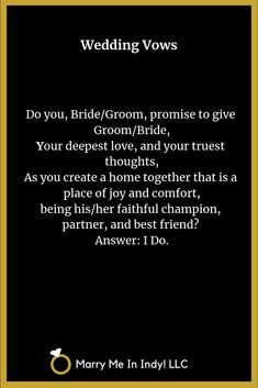 a wedding vows card with the words do you, bride / groom, prom to give your deepest love and your trust